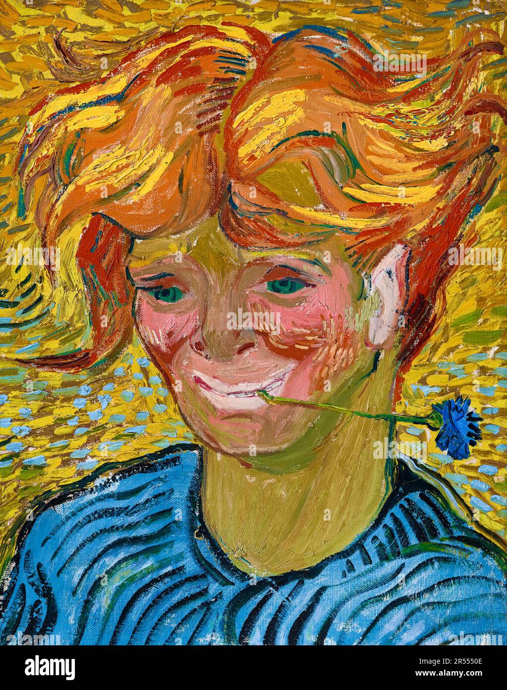 Vincent van Gogh, Jeune homme au bleuet, ritratto pittura 1890 Foto Stock