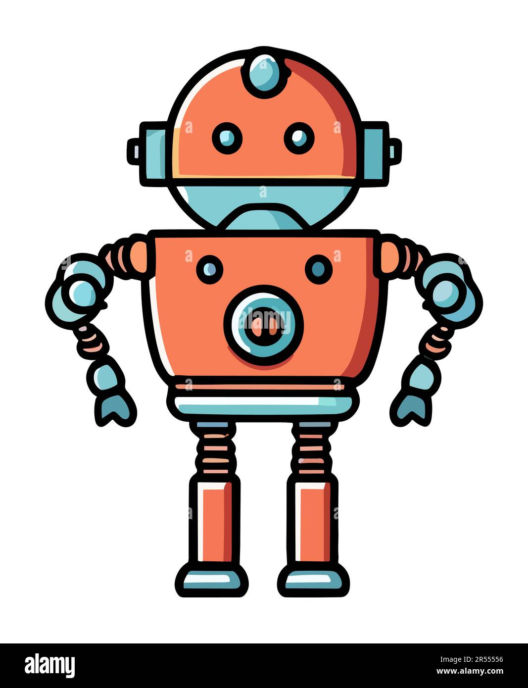Robot, chatbot, ai bot personaggio, cartoon mascotte. Illustrazione Vettoriale