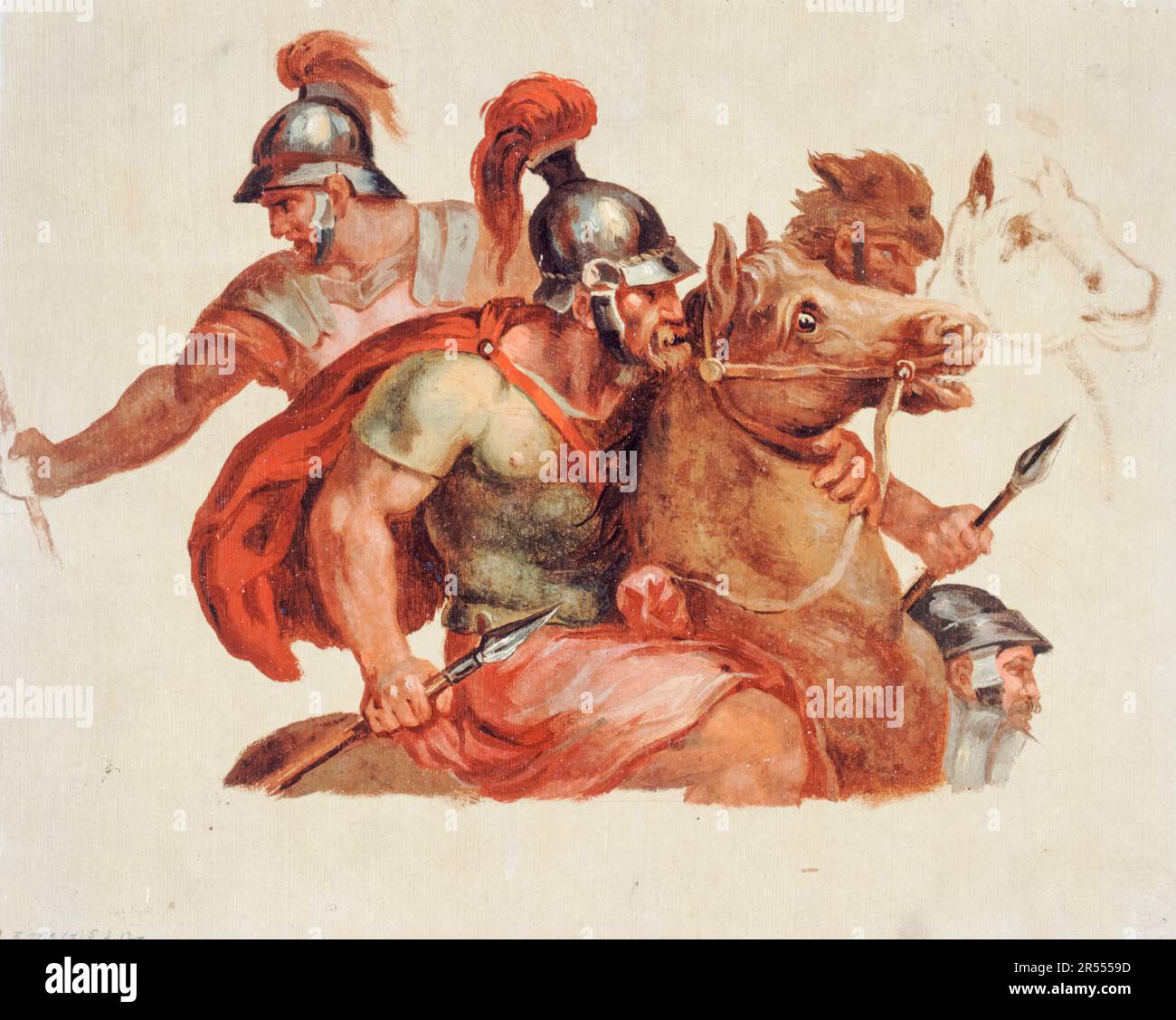 Paul Baudry, Studi di cavalieri antichi, dopo Charles le Brun, pittura prima del 1886 Foto Stock