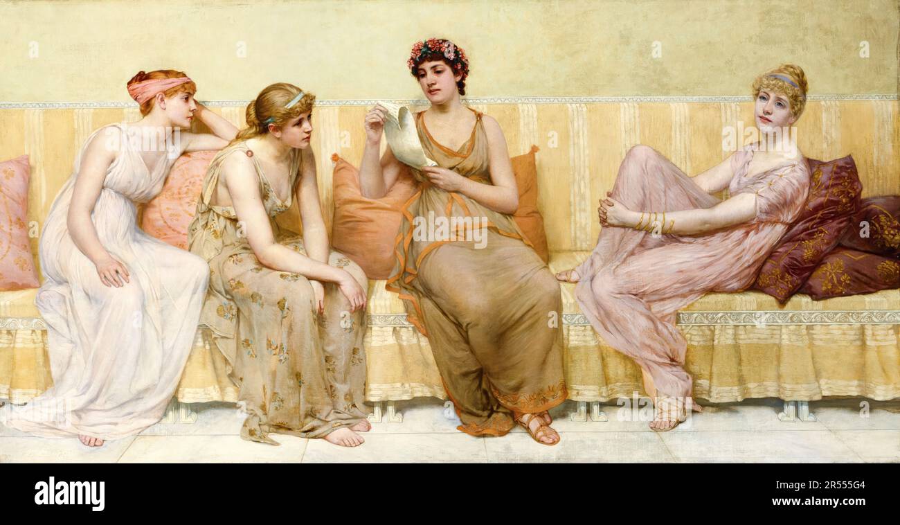 Francesco Davis Millet dipinto, leggendo la Storia di Oenone, circa 1883 Foto Stock
