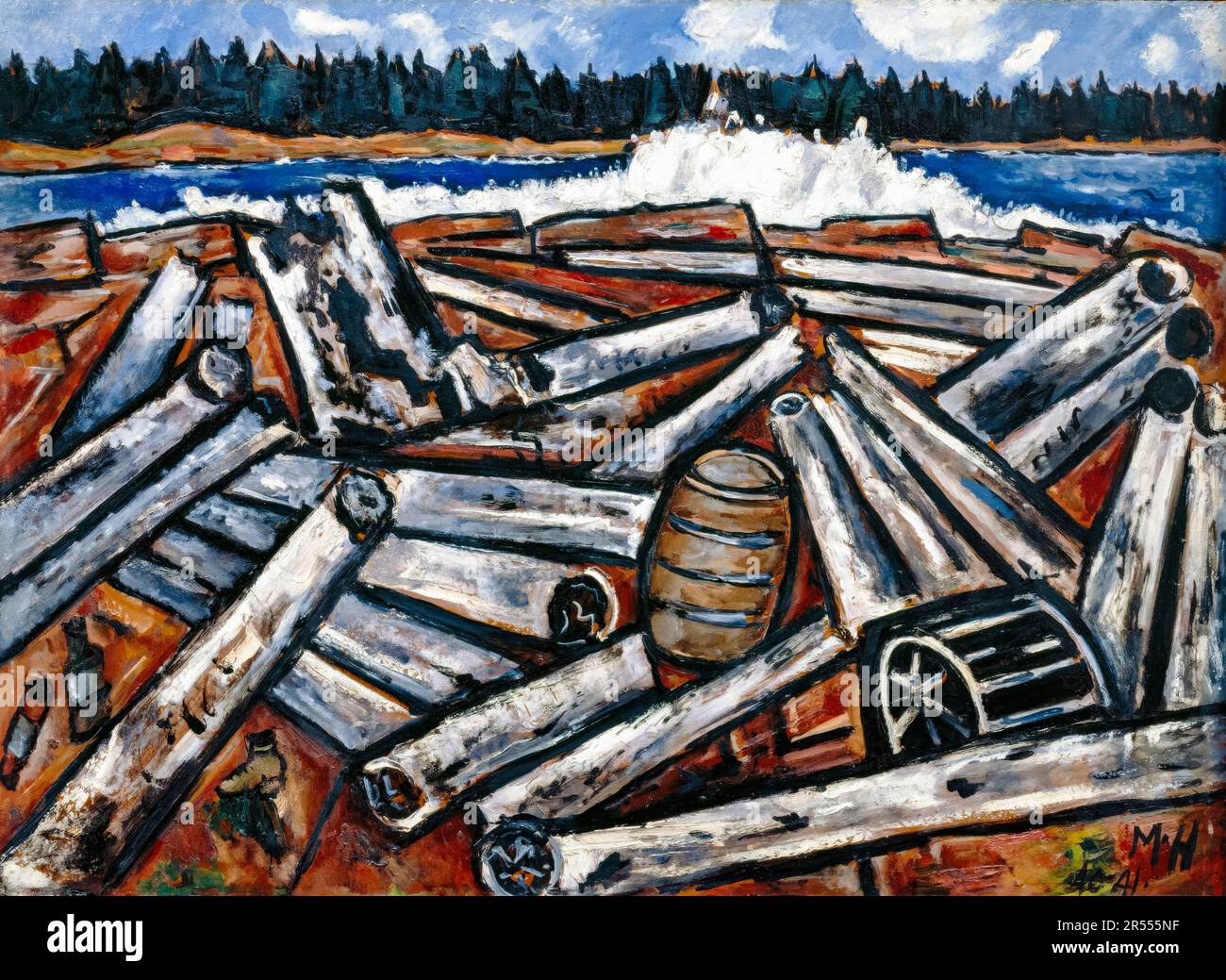 Marsden Hartley, Log Jam, Penobscot Bay, pittura 1940-1941 Foto Stock