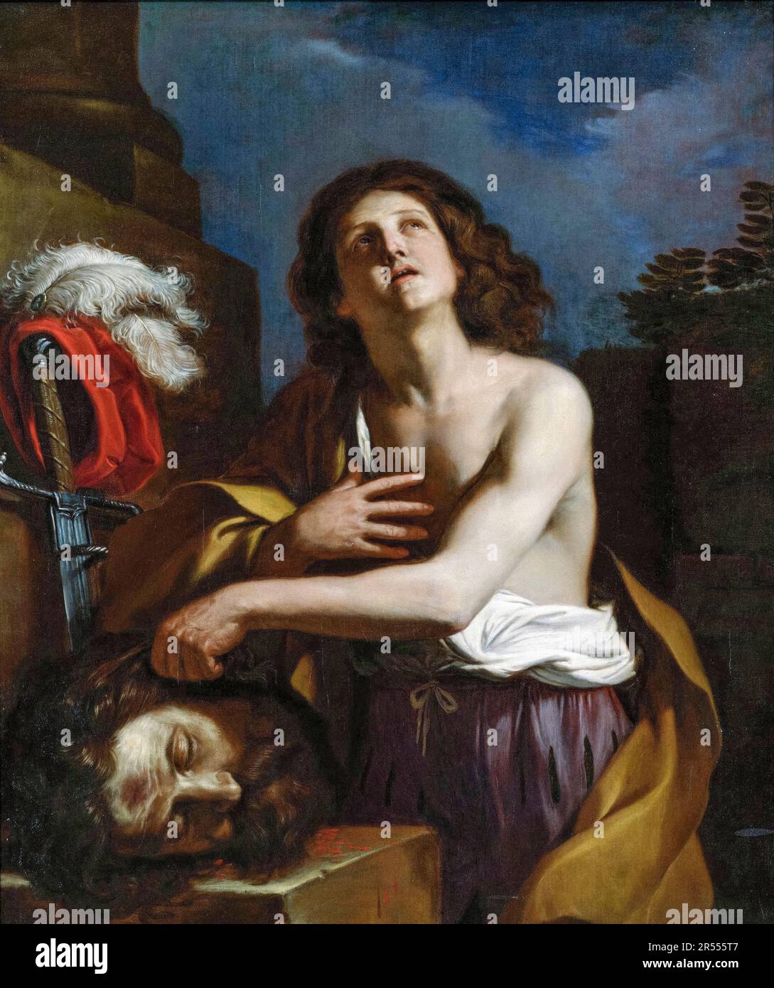 Davide con la testa di Golia, dipinto di Giovanni Francesco Barbieri chiamato Guercino, circa 1650 Foto Stock