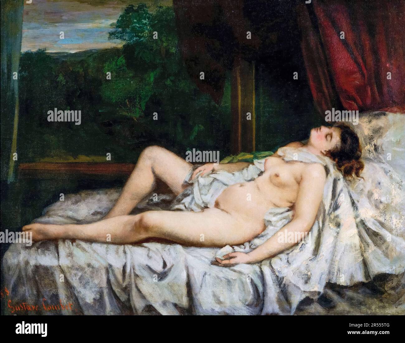 Gustave Courbet, nudo dormiente, pittura 1858 Foto Stock