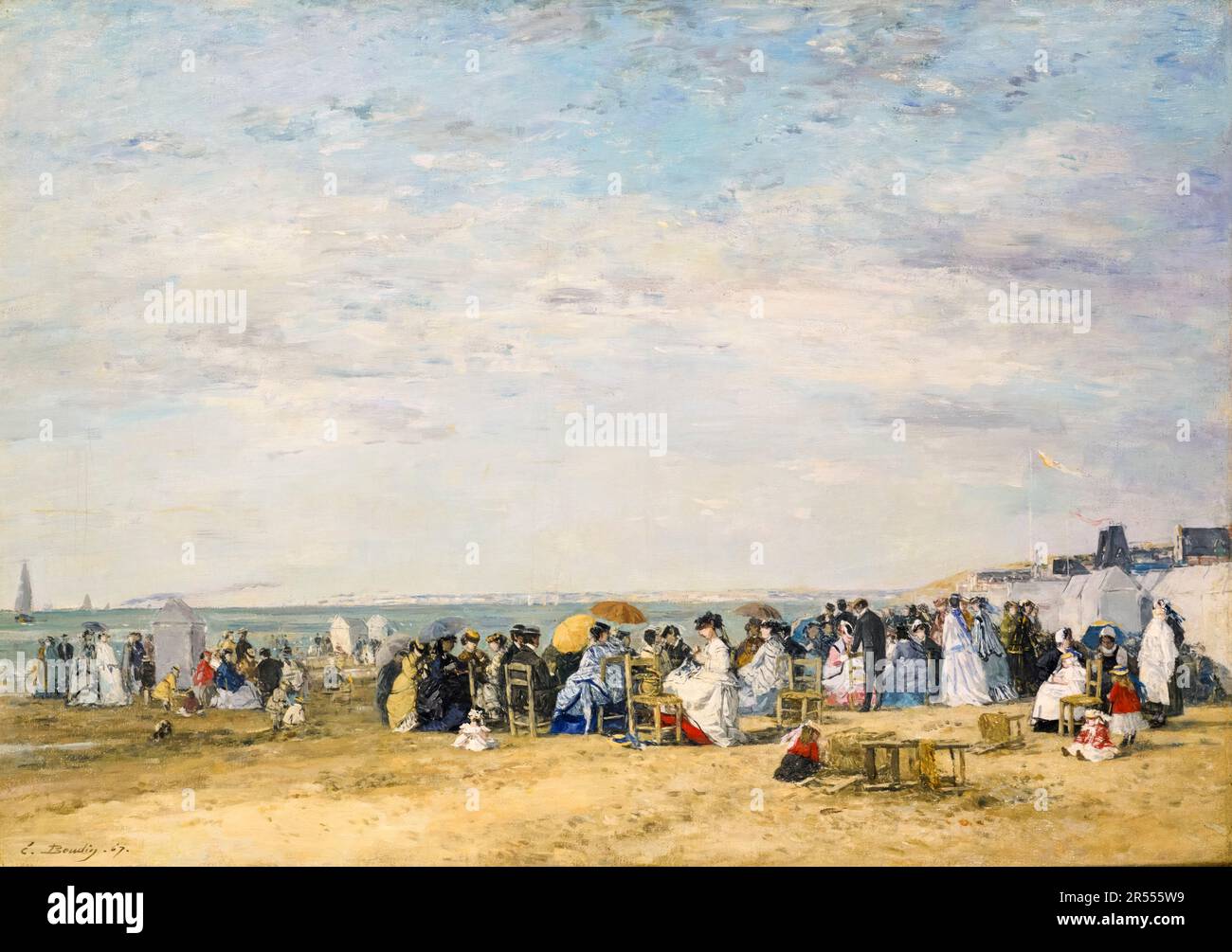 Eugène Boudin, Spiaggia di Trouville, pittura 1867 Foto Stock