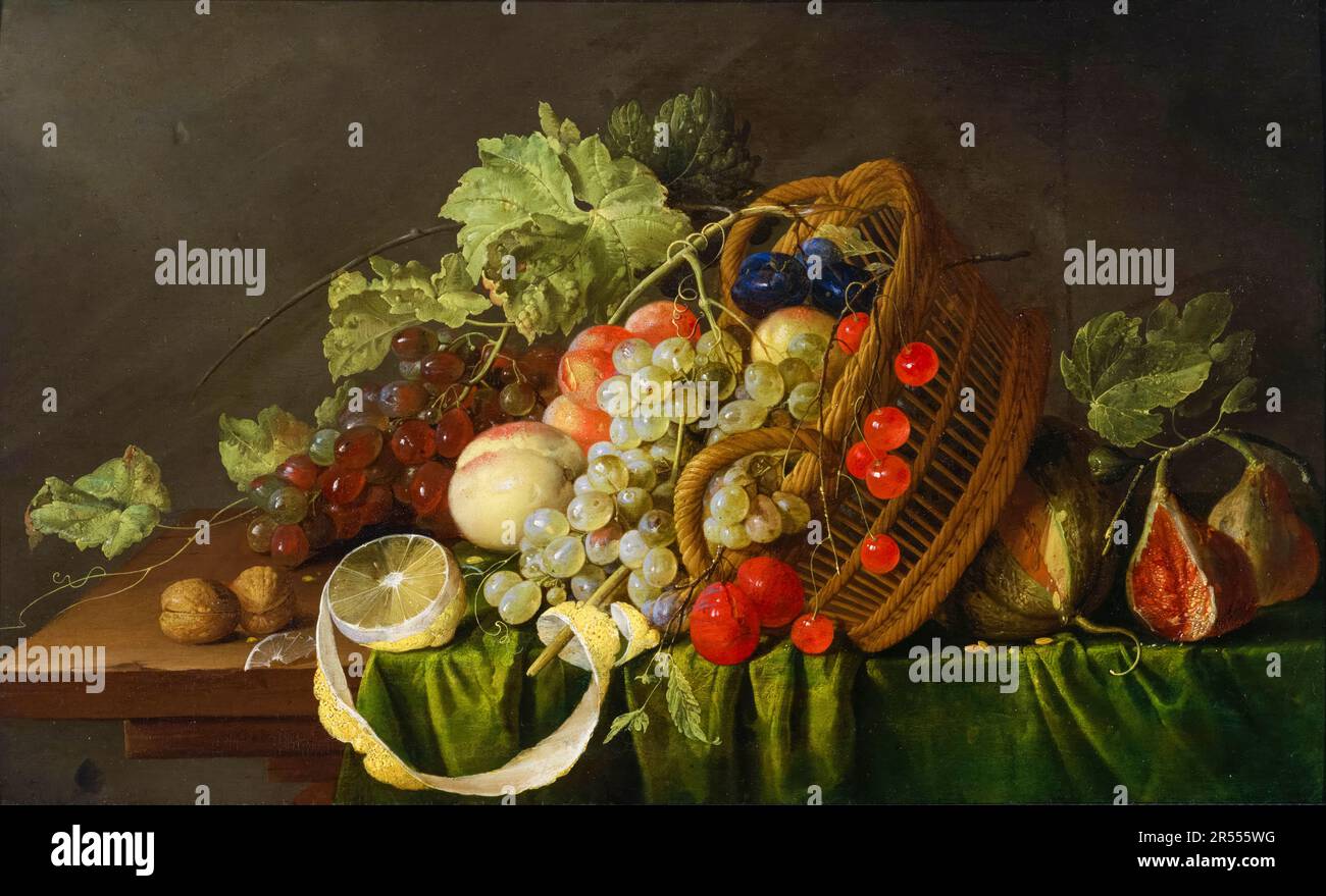Cornelis de Heem, Still Life con un cesto di frutta, pittura circa 1654 Foto Stock