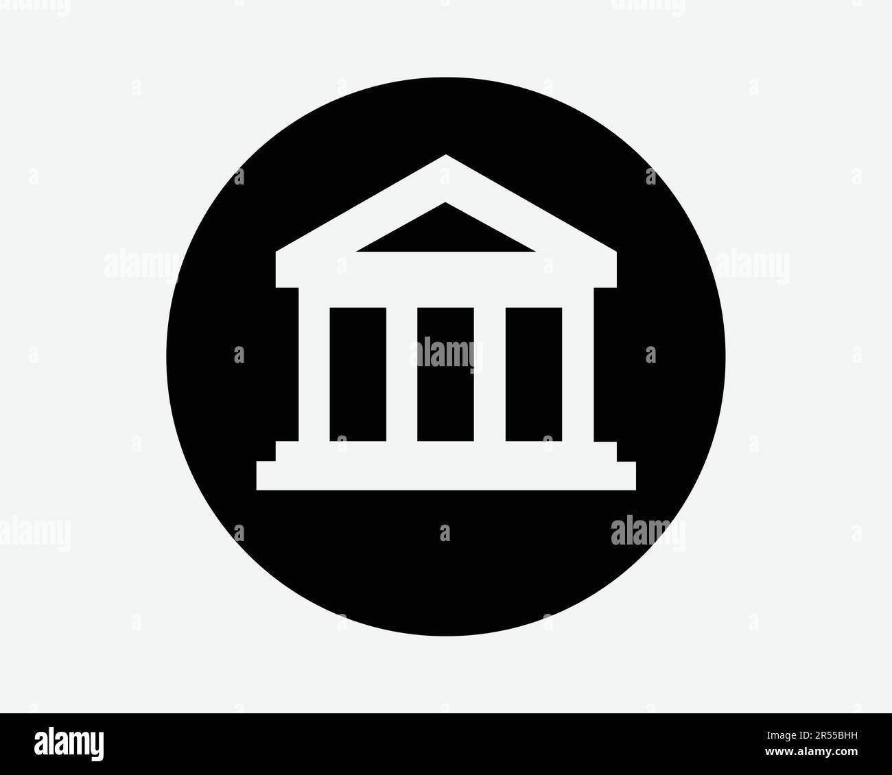 Icona edificio banca. Business Finance Banking Investment Government Courthouse Museum Sign Symbol Black Artwork Graphic Illustration Clipart EPS Vector Illustrazione Vettoriale
