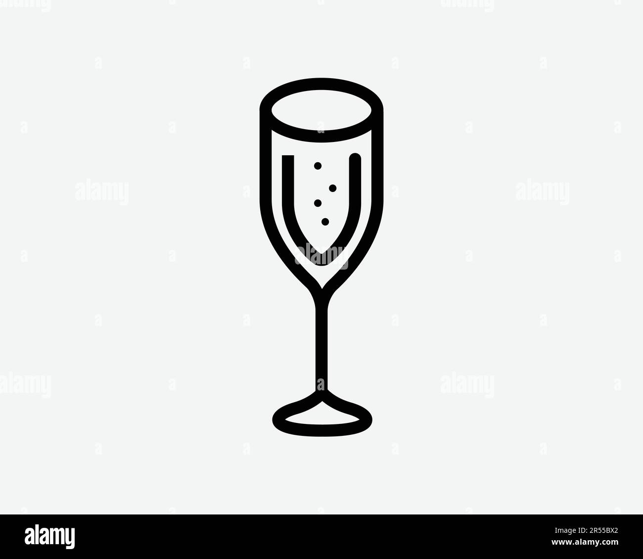 Champagne Glass icona alcool Party spumante bevanda Wineglass brindisi festeggia segno simbolo Nero Illustrazione grafica clipart EPS Vector Illustrazione Vettoriale