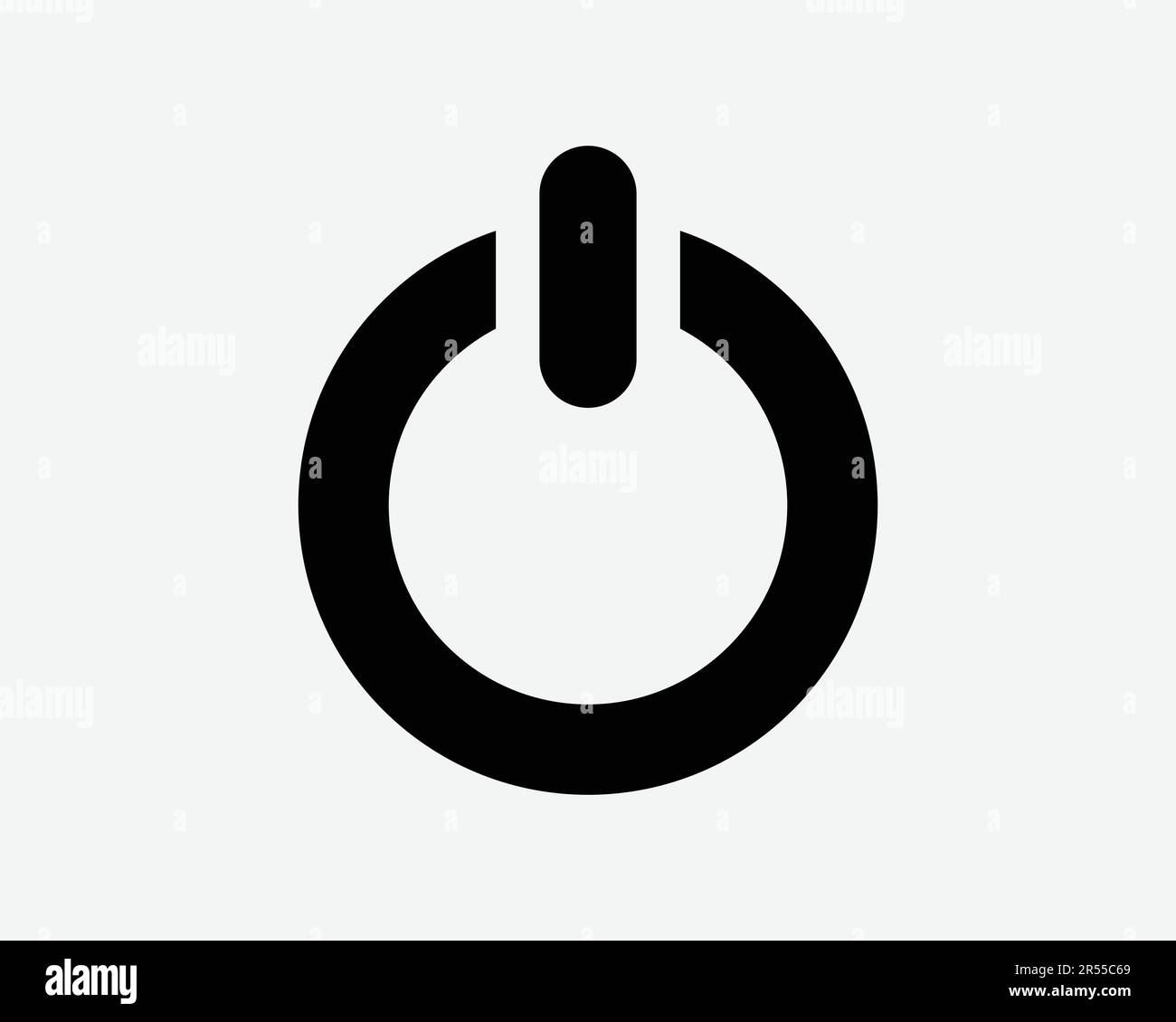On Off icona di alimentazione. Pulsante Start Stop Switch computer Shutdown Round Shape Outline Sign Symbol Black Artwork Graphic Illustration Clipart EPS Vector Illustrazione Vettoriale