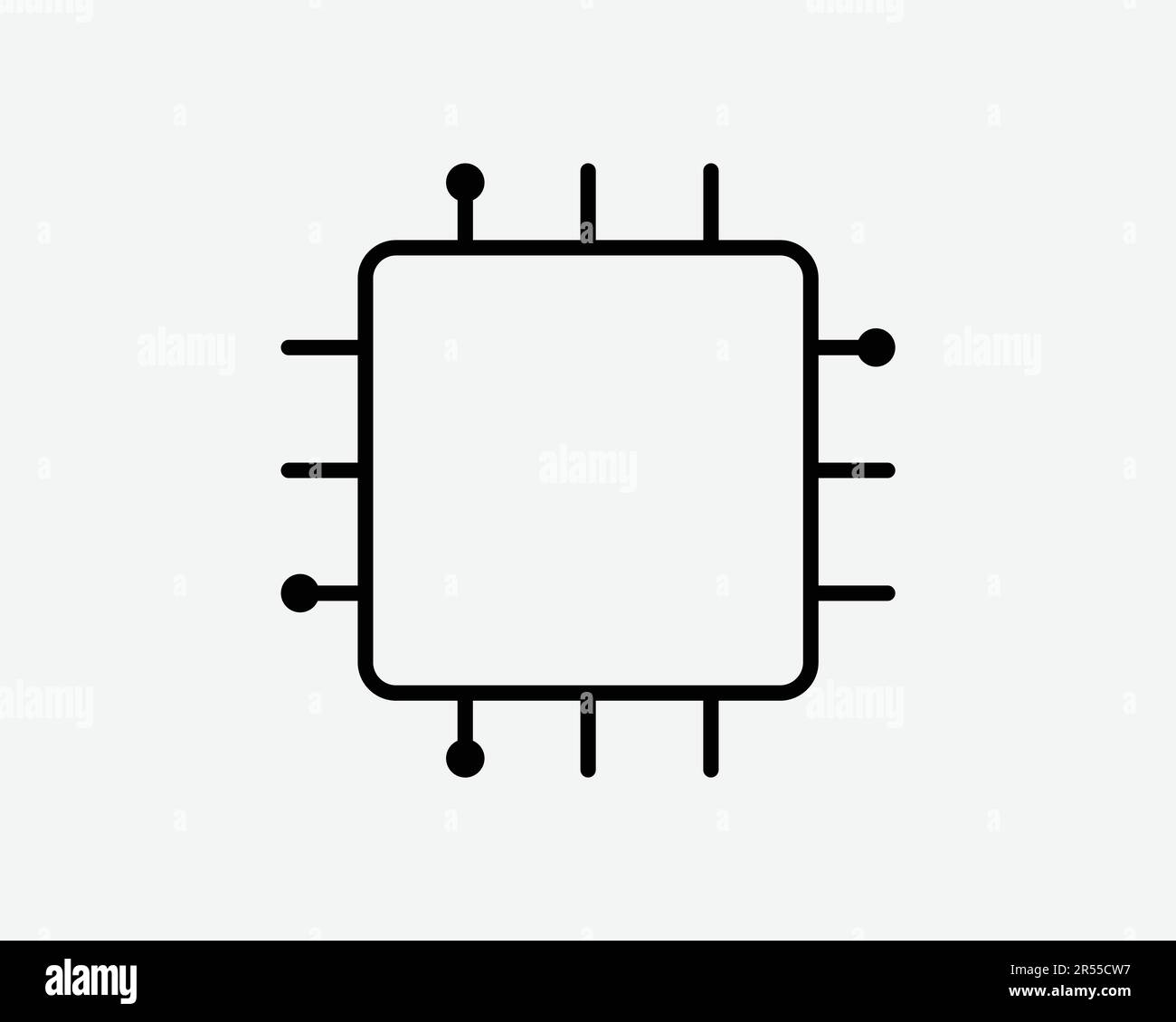 Icona chip del computer. Tech Technology Processor Circuit CPU ai Memory Semiconductor Sign Symbol Black Artwork Graphic Illustration Clipart EPS Vector Illustrazione Vettoriale