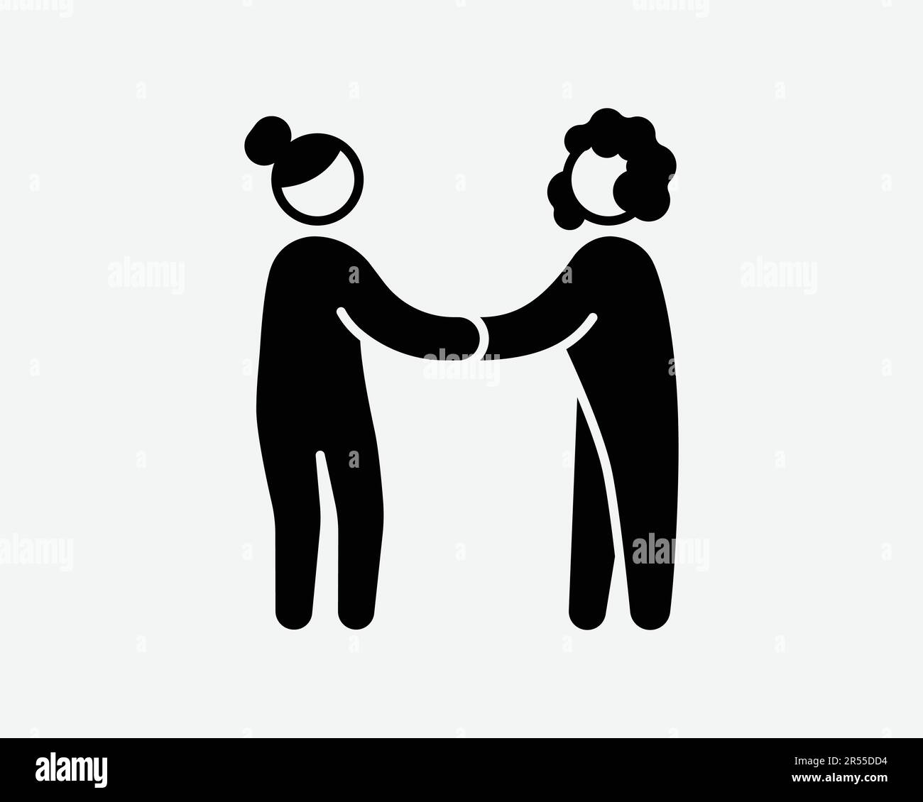 Icona della stretta di mano delle donne. Accordo fedeltà saluto saluto contratto accordo di partenariato Female segno simbolo Nero illustrazione grafica Clipart EPS vettore Illustrazione Vettoriale