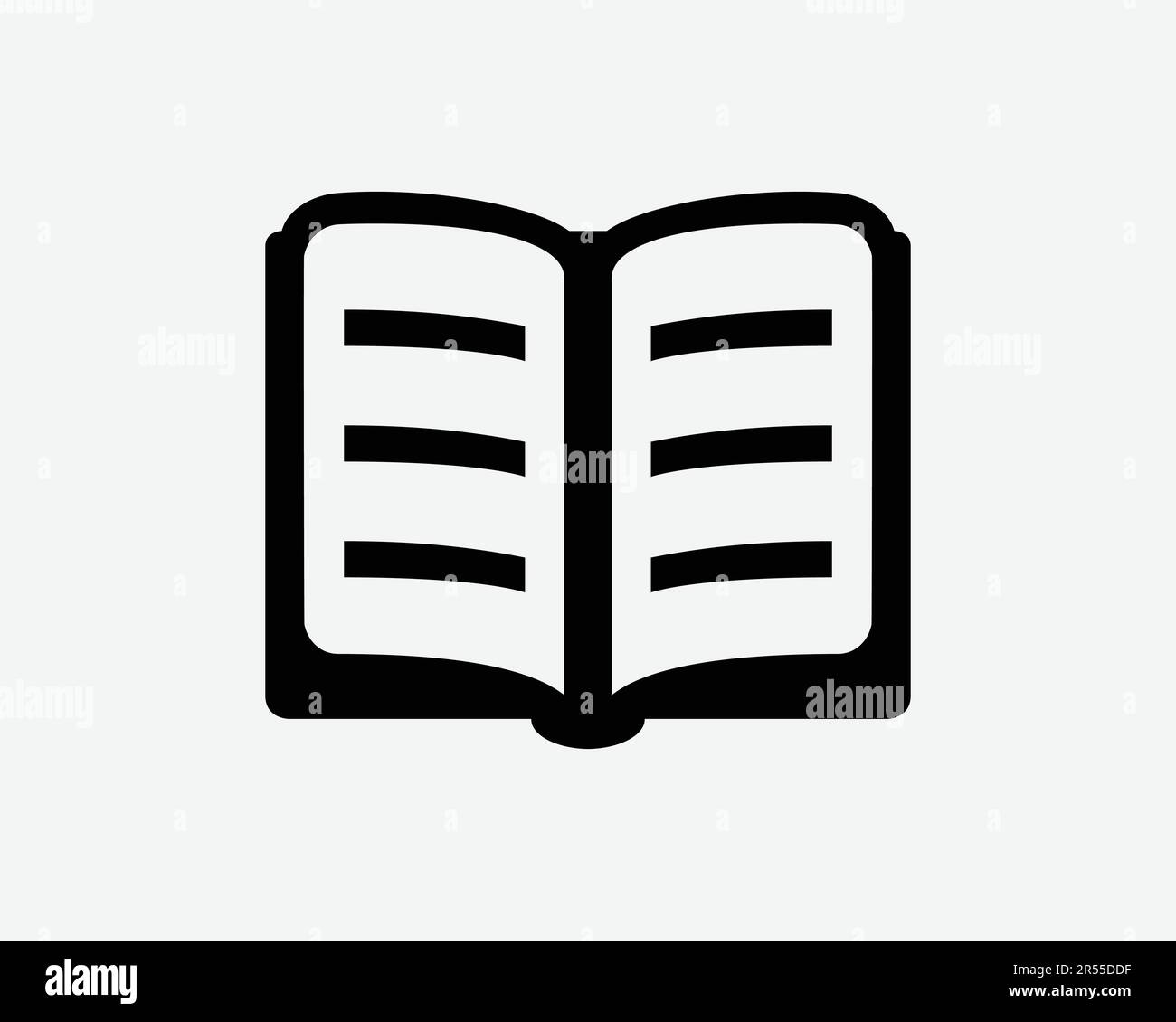 Icona Apri libro. Opuscolo didattico romanzo Biblioteca Letteratura didattica testo Studio segno simbolo Nero Illustrazione grafica Clipart EPS vettore Illustrazione Vettoriale