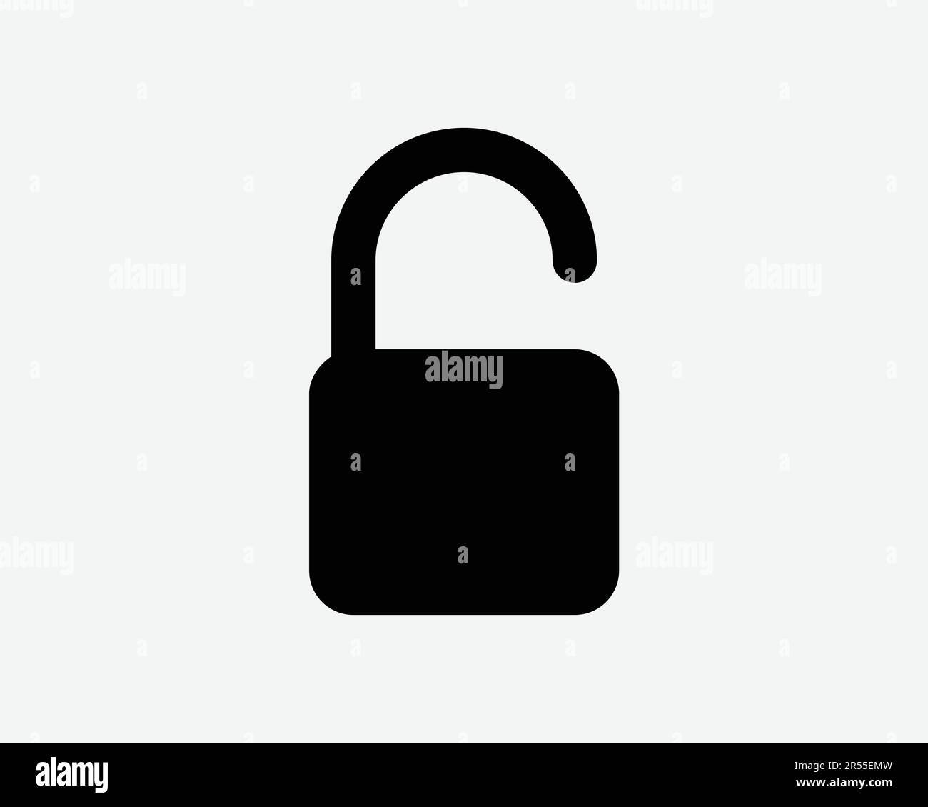 Icona di sblocco. Open Security Secure Password Safe Safety Privacy Release Unlatched Sign Symbol Black Artwork Graphic Illustration Clipart EPS Vector Illustrazione Vettoriale