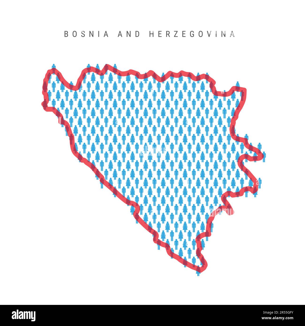 Mappa della popolazione della BosniaErzegovina. Stick figure persone