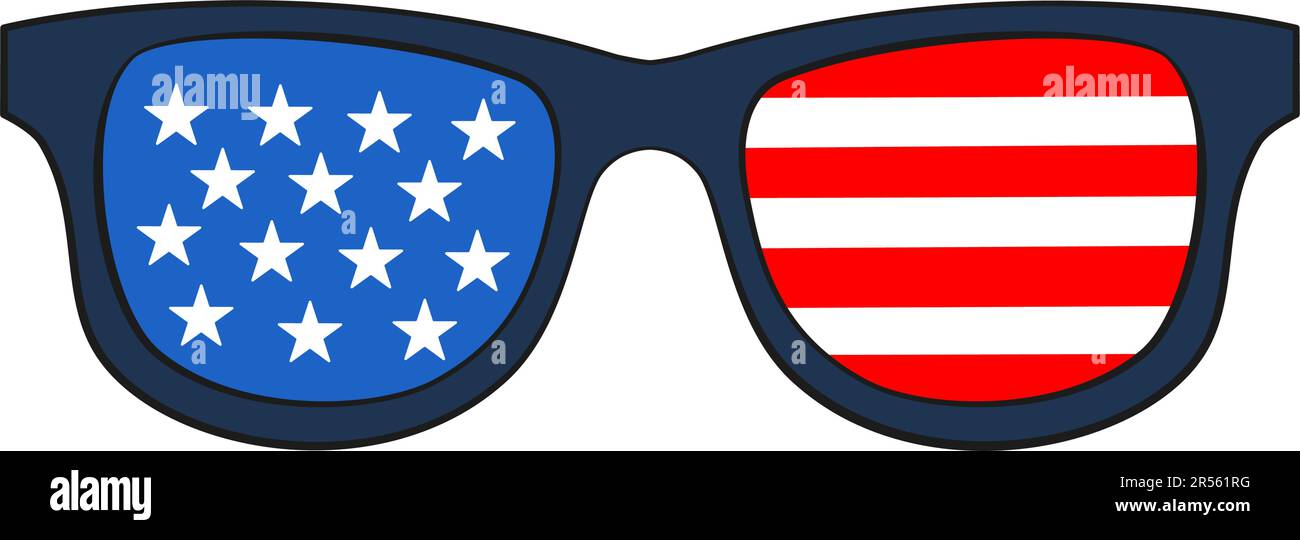 4th luglio. Occhiali nei colori della bandiera degli Stati Uniti. Illustrazione vettoriale Illustrazione Vettoriale