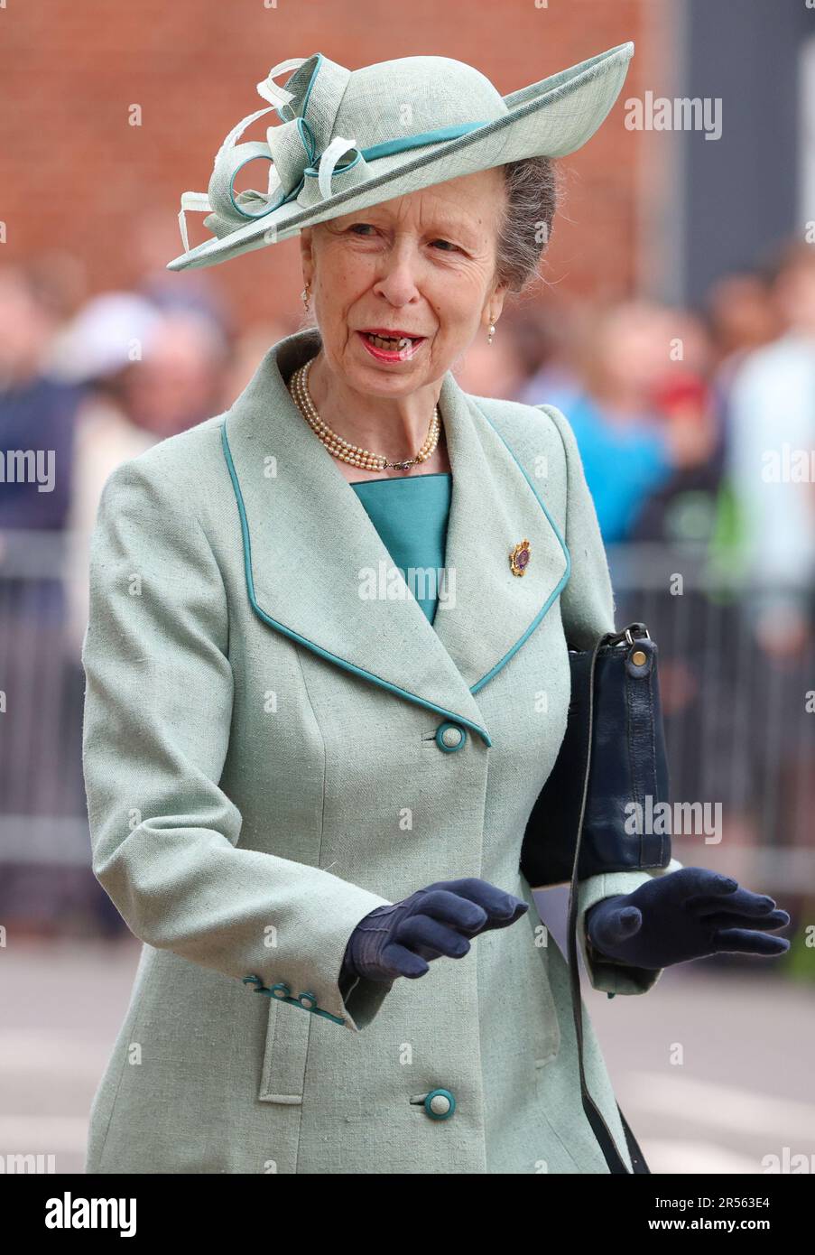 HRH Princess Royal, Principessa Anna, nella foto, durante una visita a Winchester, Regno Unito Foto Stock