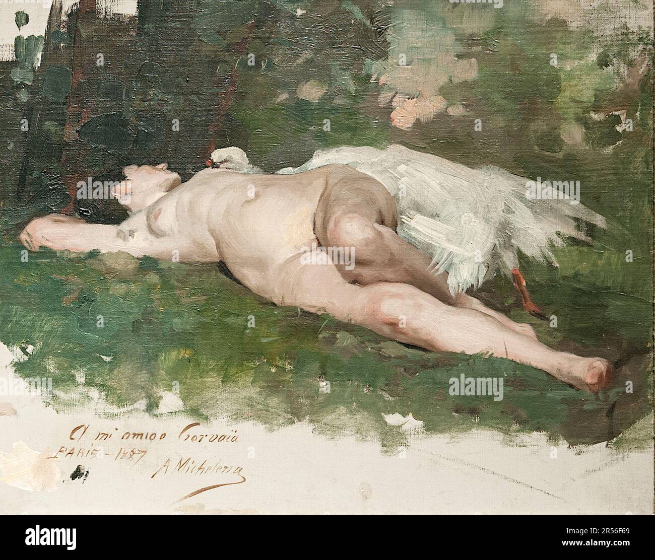 Arturo Michelena - Leda e il cigno - c1887 Foto Stock