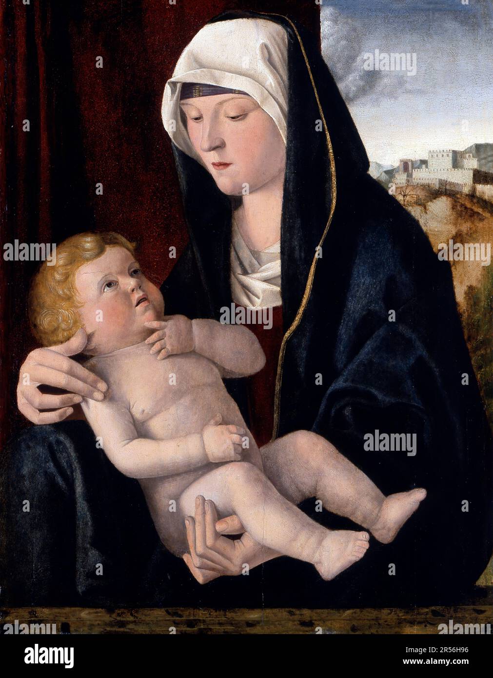 Madonna col Bambino di Giovanni Bellini (circa 1435-1516), tempera e olio su legno, circa 1510-15 Foto Stock