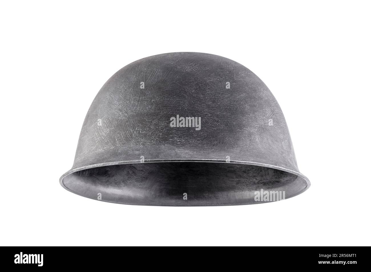 Vecchio casco militare isolato su sfondo bianco con percorso di ritaglio Foto Stock