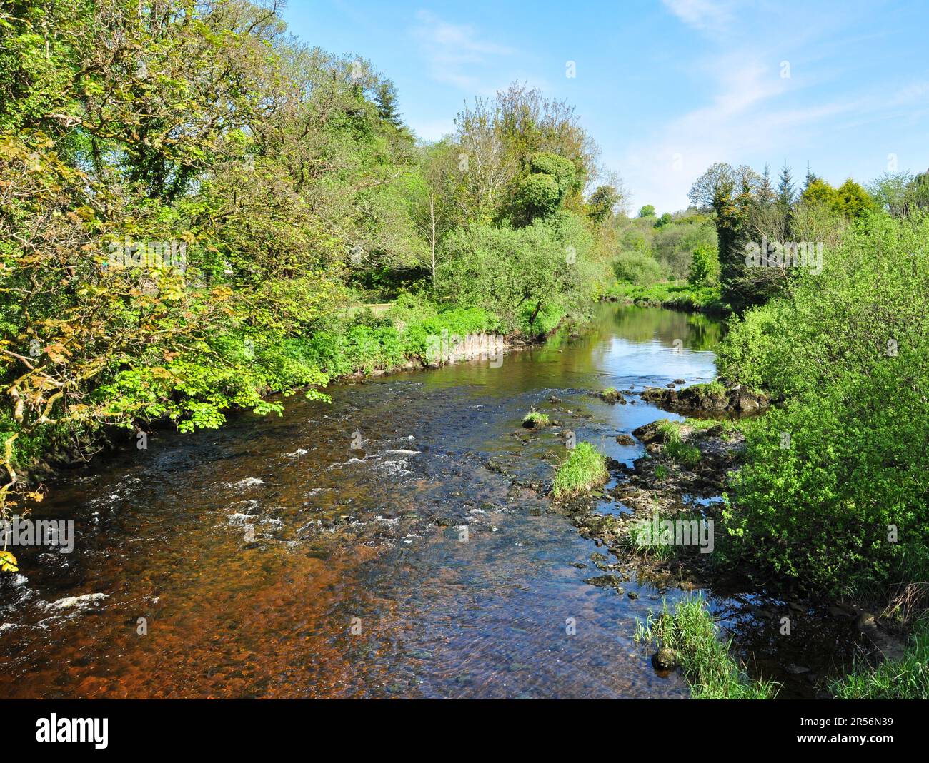 L'acqua del fiume Fleet a Gatehouse of Fleet, Dumfries e Galloway, Scozia, Regno Unito Foto Stock