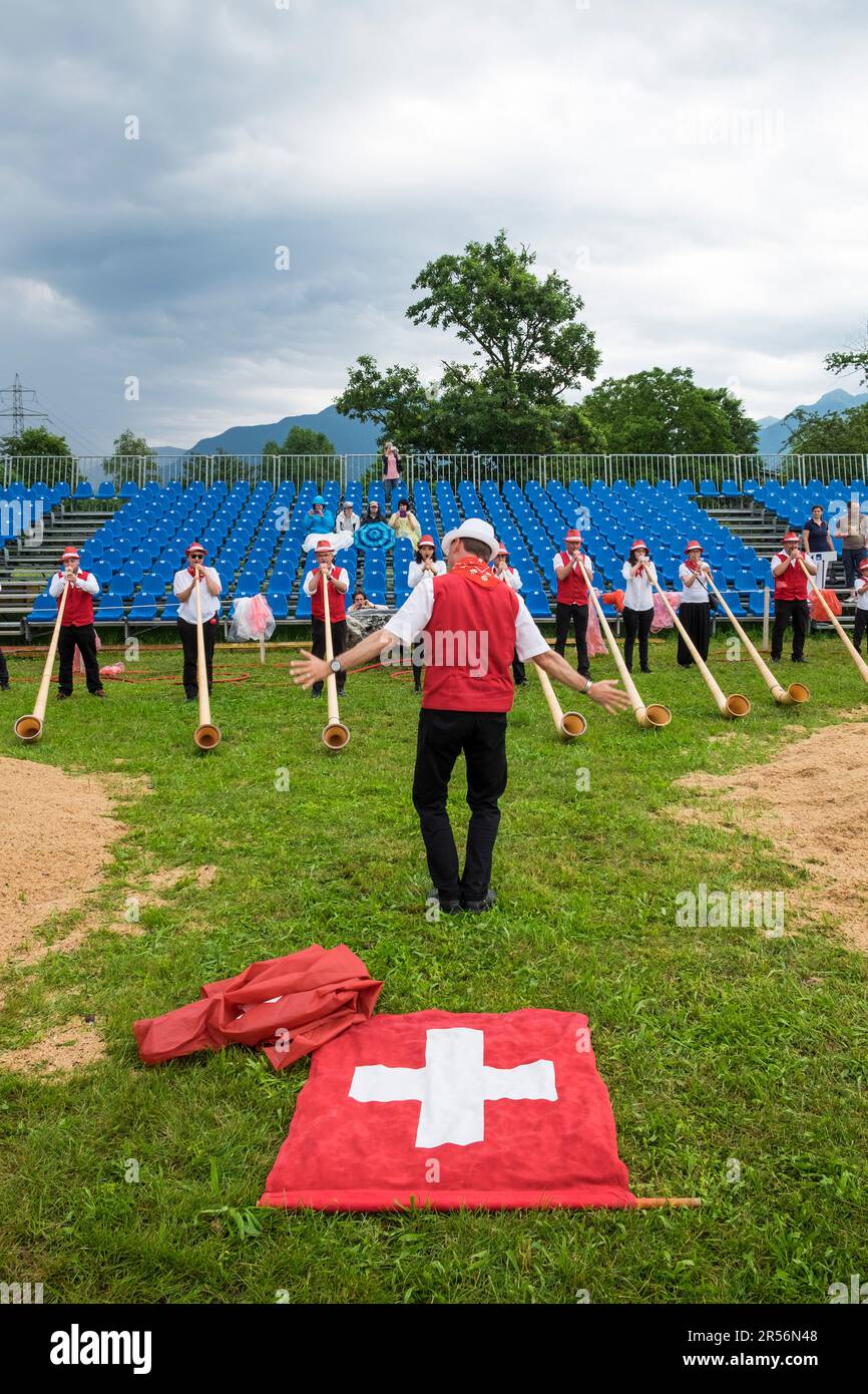 Festival svizzero di wrestling. gudo. cantone ticino. svizzera Foto Stock