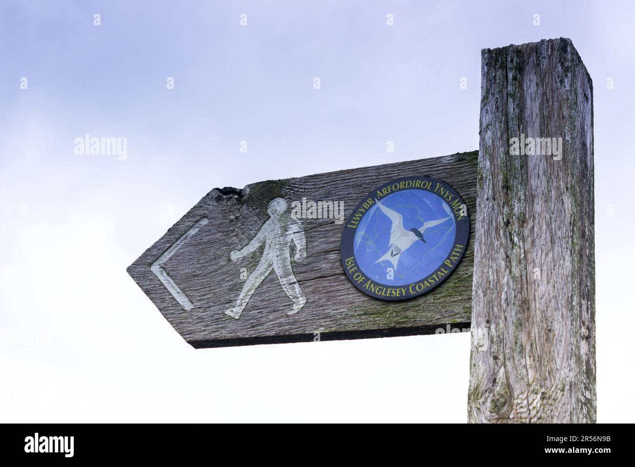 Anglesey strada costiera segnale Foto Stock