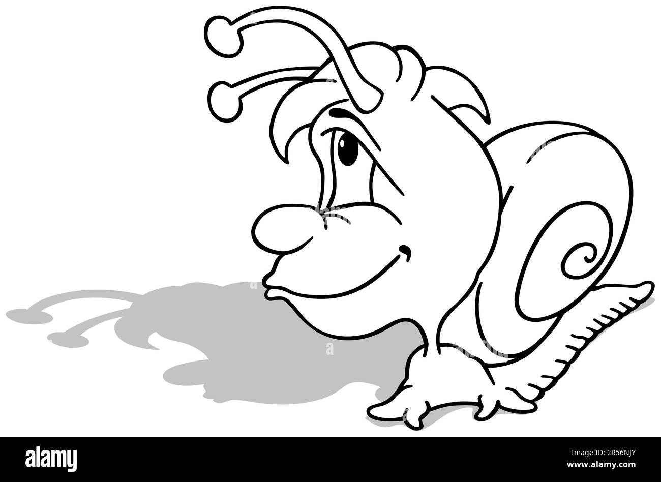 Disegno di una lumaca divertente con una testa grande Illustrazione Vettoriale