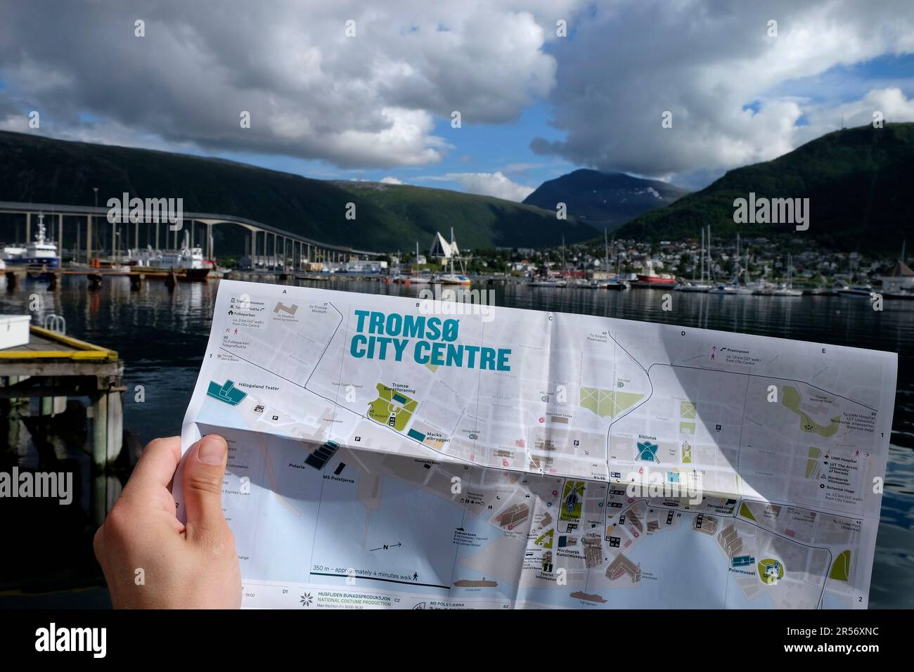 Norvegia. Tromso. Porto marittimo. Mappa della città Foto Stock