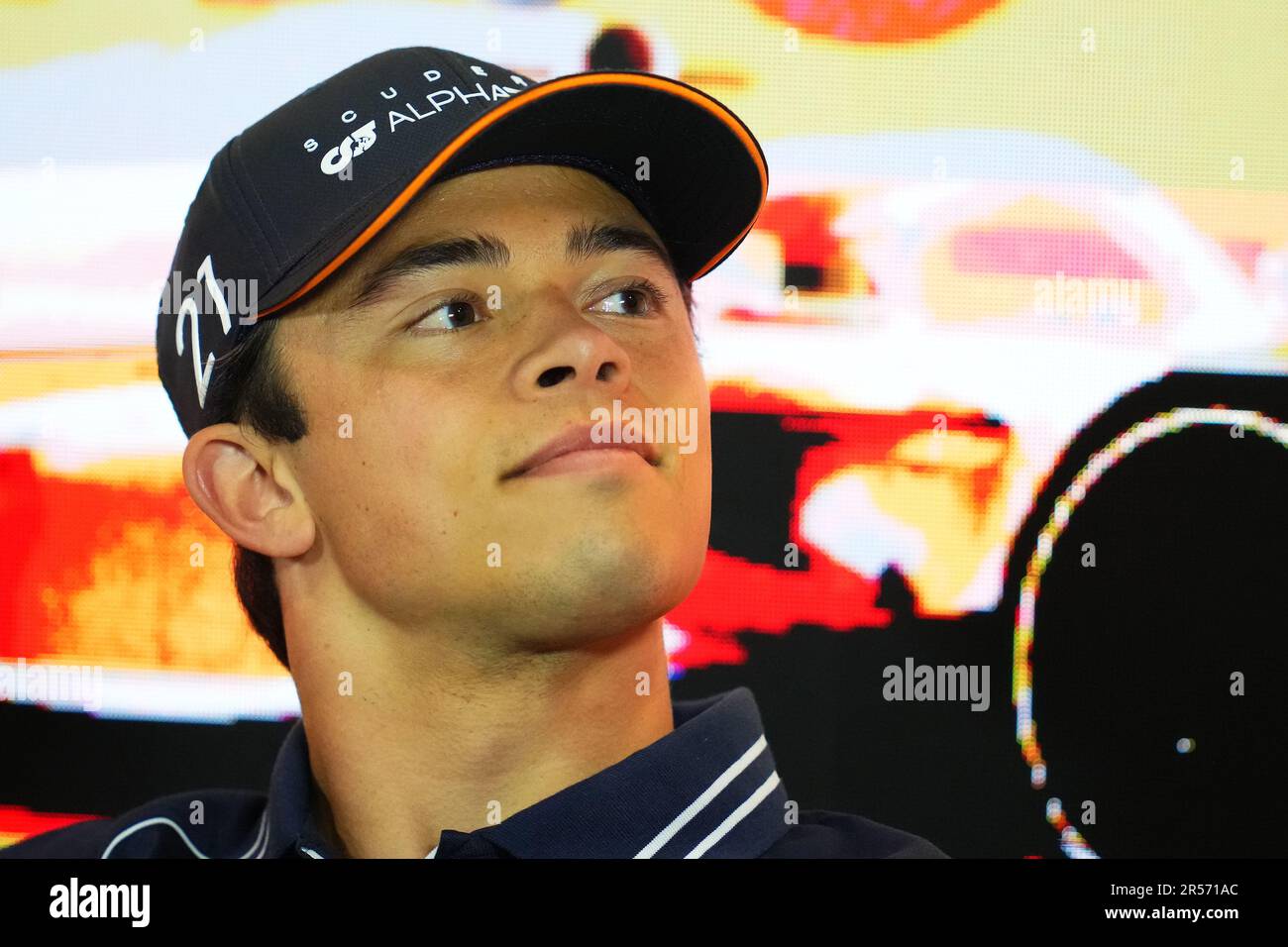 Barcellona, Spagna. 01st giugno, 2023. Nick de Vries, Scuderia AlphaTauri AT04 partecipa alla Drivers Press Conference durante le anteprime del Gran Premio di Spagna F1 al circuito di Barcellona-Catalunya il 1 giugno 2023 a Barcellona, Spagna. (Foto di Bagu Blanco/PRESSIN) Credit: PRESSINPHOTO AGENZIA SPORTIVA/Alamy Live News Foto Stock