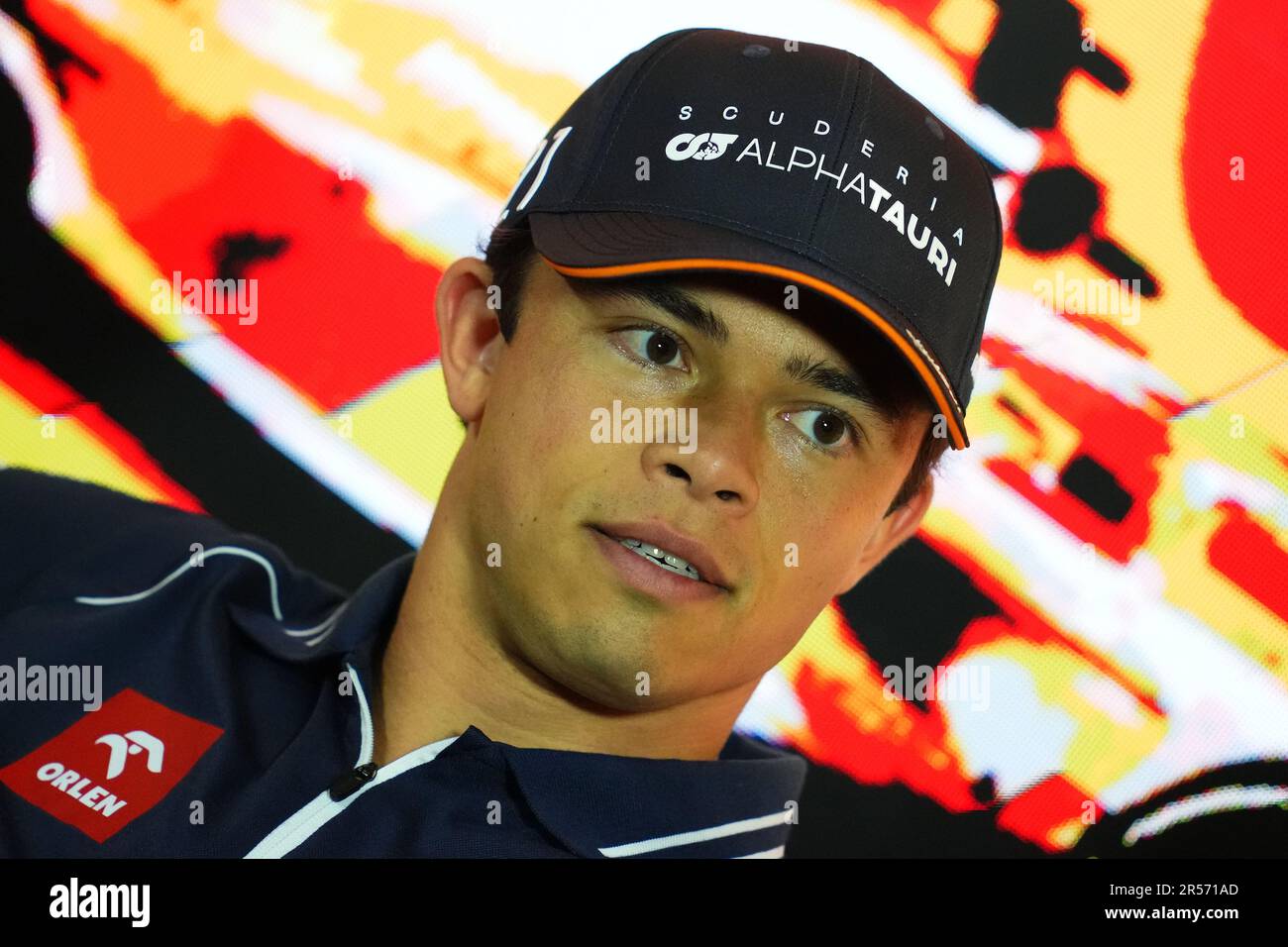 Barcellona, Spagna. 01st giugno, 2023. Nick de Vries, Scuderia AlphaTauri AT04 partecipa alla Drivers Press Conference durante le anteprime del Gran Premio di Spagna F1 al circuito di Barcellona-Catalunya il 1 giugno 2023 a Barcellona, Spagna. (Foto di Bagu Blanco/PRESSIN) Credit: PRESSINPHOTO AGENZIA SPORTIVA/Alamy Live News Foto Stock