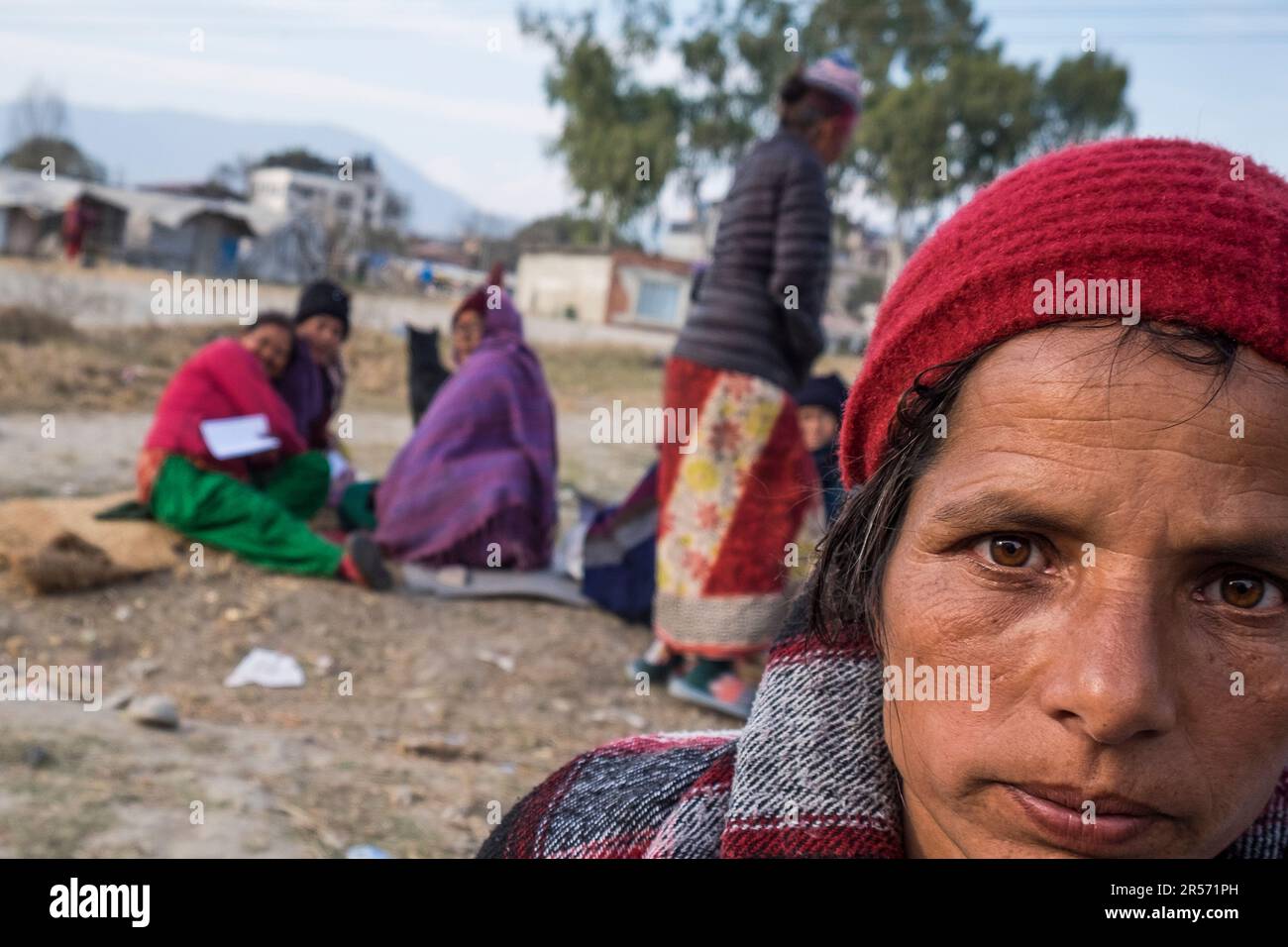 Terremoto. Campo profughi. Nepal Foto Stock