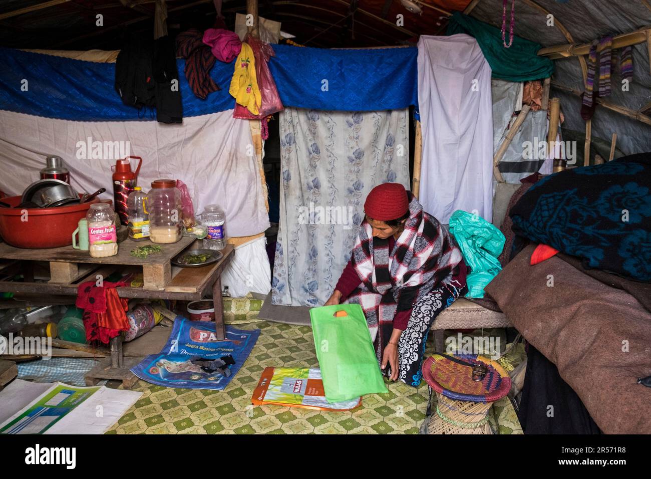 Terremoto. Campo profughi. Nepal Foto Stock