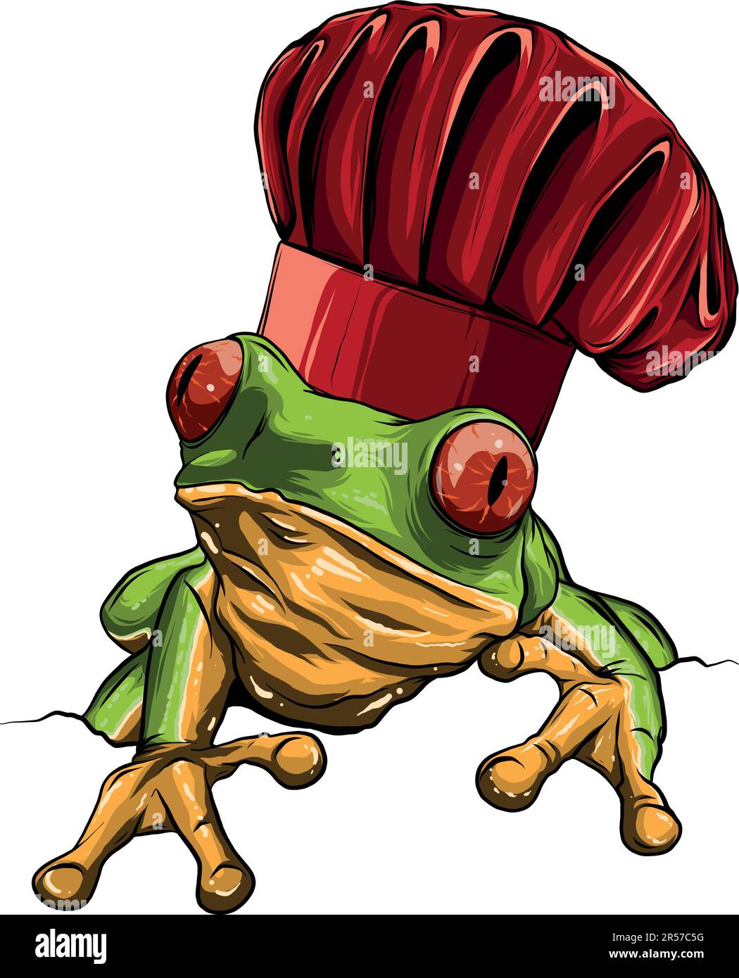 Illustrazione vettoriale della mascotte cartoon dello chef Frog Illustrazione Vettoriale