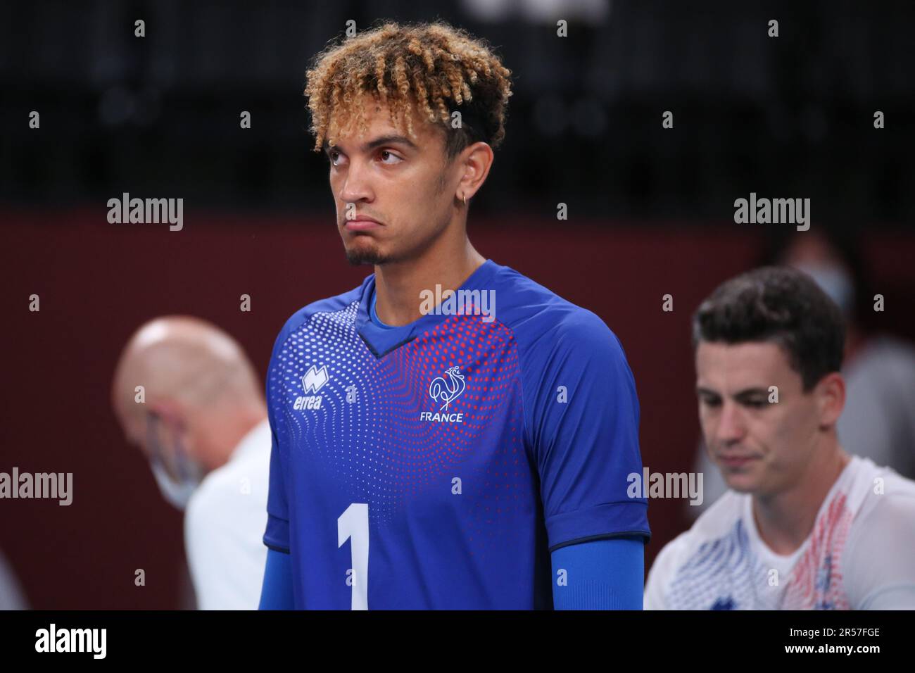 7 AGOSTO 2021 - Tokyo, Giappone: Barthelemy CHINENYEZE #1 del Team France nel Pallavolo Medaglia d'oro maschile tra la Francia e il Comitato Olimpico Russo ai Giochi Olimpici di Tokyo 2020 (Foto: Mickael Chavet/RX) Foto Stock