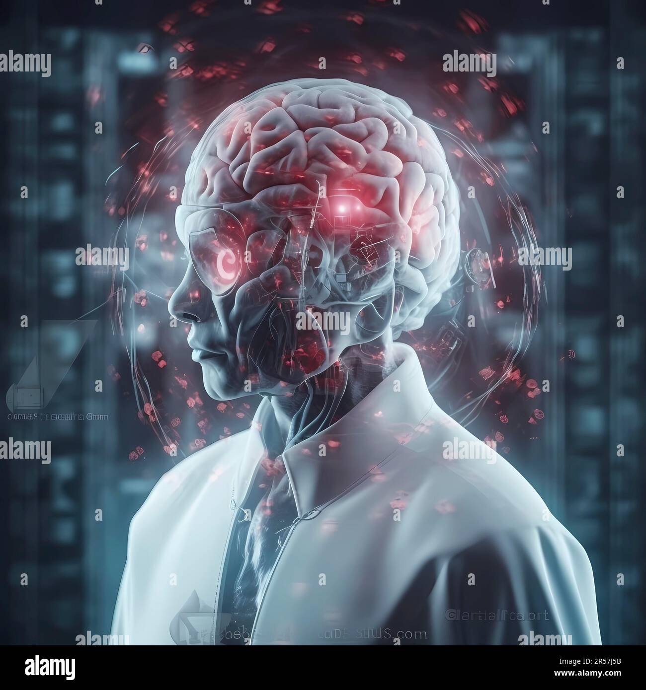 Gli scienziati stanno lavorando con intelligenza artificiale per ricercare il cervello umano, ai generiet Foto Stock