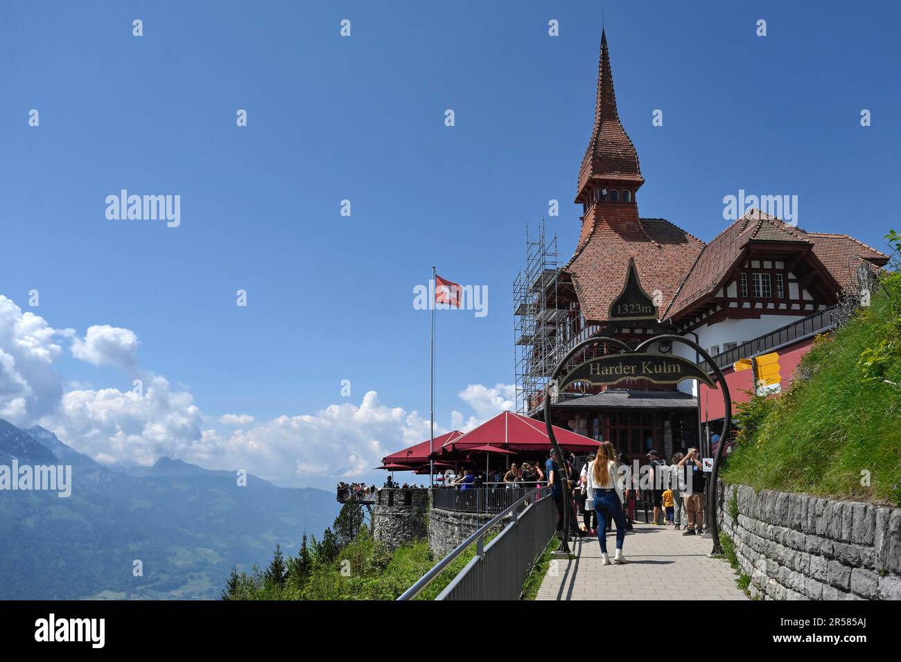 Panorama Ristorante Harder Kulm, Interlaken, Svizzera Foto Stock