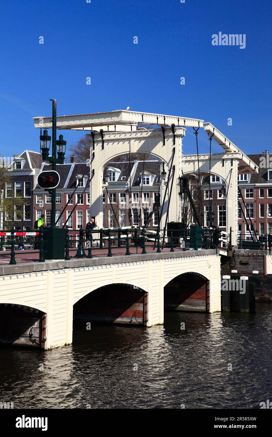 Ponte elevatore, Magere Brug, Amstel, Amsterdam, Olanda del Nord, Paesi Bassi Foto Stock