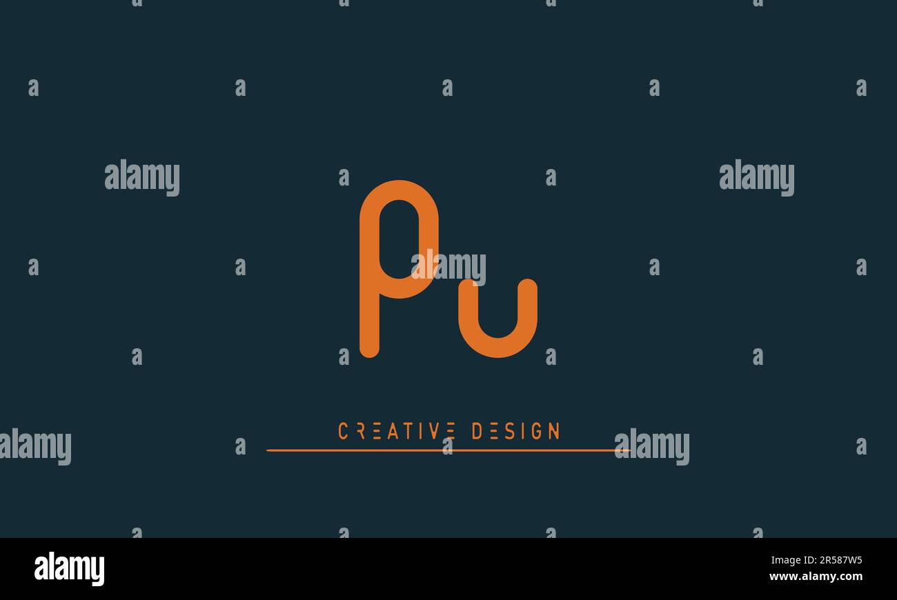 Lettere alfabetiche logo Creative moderno PU , UP Illustrazione Vettoriale