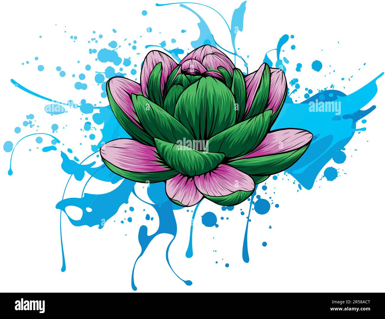Illustrazione vettoriale di Lily Lotus isolato su sfondo bianco Illustrazione Vettoriale
