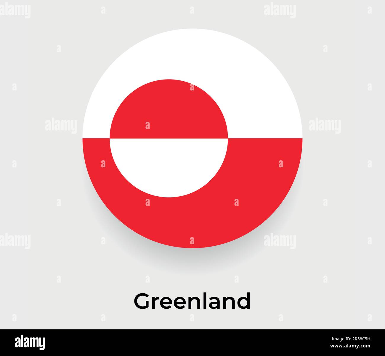 Illustrazione vettoriale dell'icona circolare a forma di bolla con 8Greenland flag Illustrazione Vettoriale