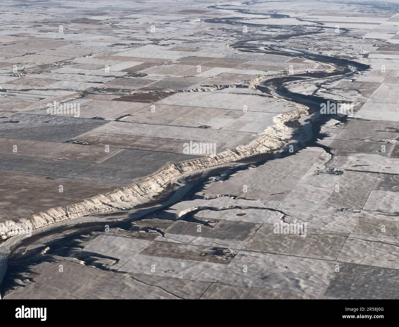Affacciato sulla valle del fiume Bow, nella campagna di Aldersyde, Alberta, Canada Foto Stock