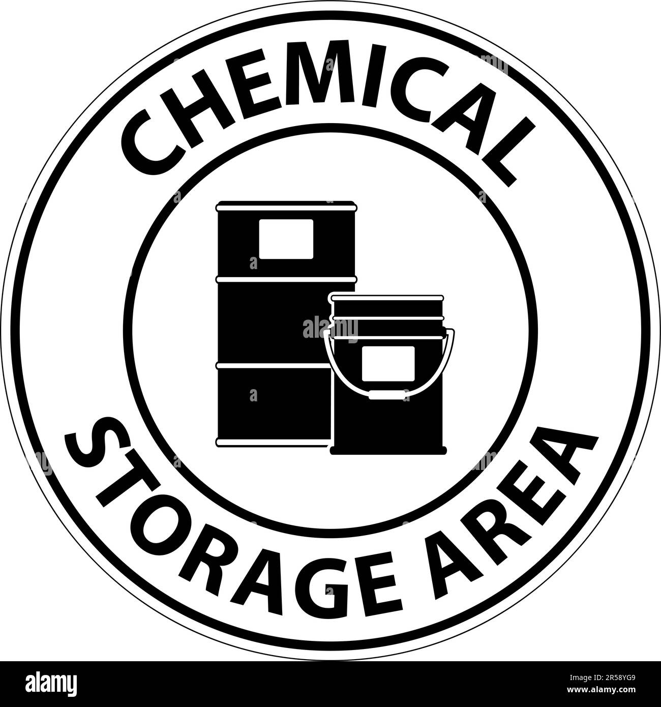 Simbolo pavimento segno, batteria chimica icona nera sfondo bianco Illustrazione Vettoriale