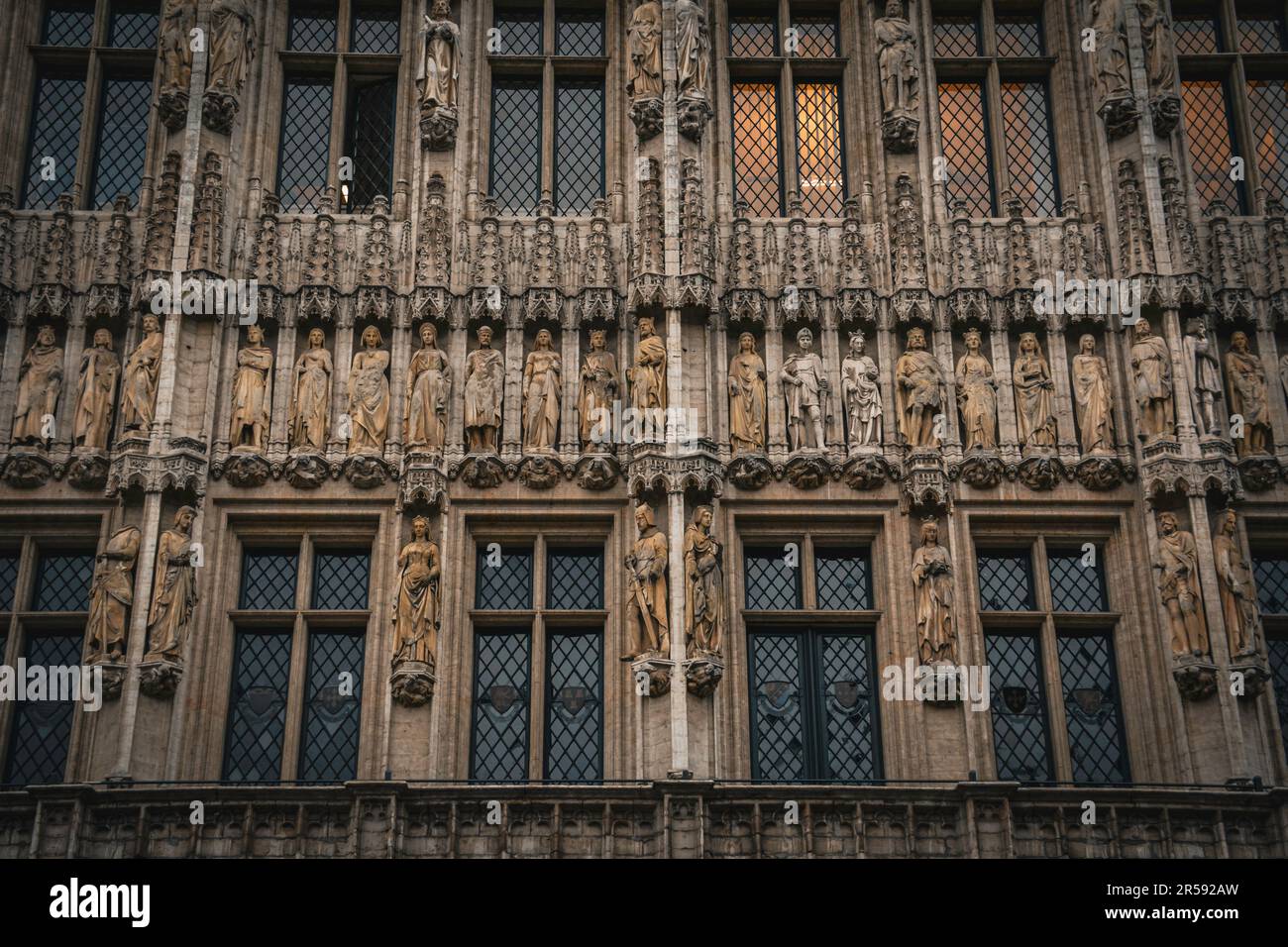 Dettagli della facciata del municipio di Bruxelles - Belgio Foto Stock
