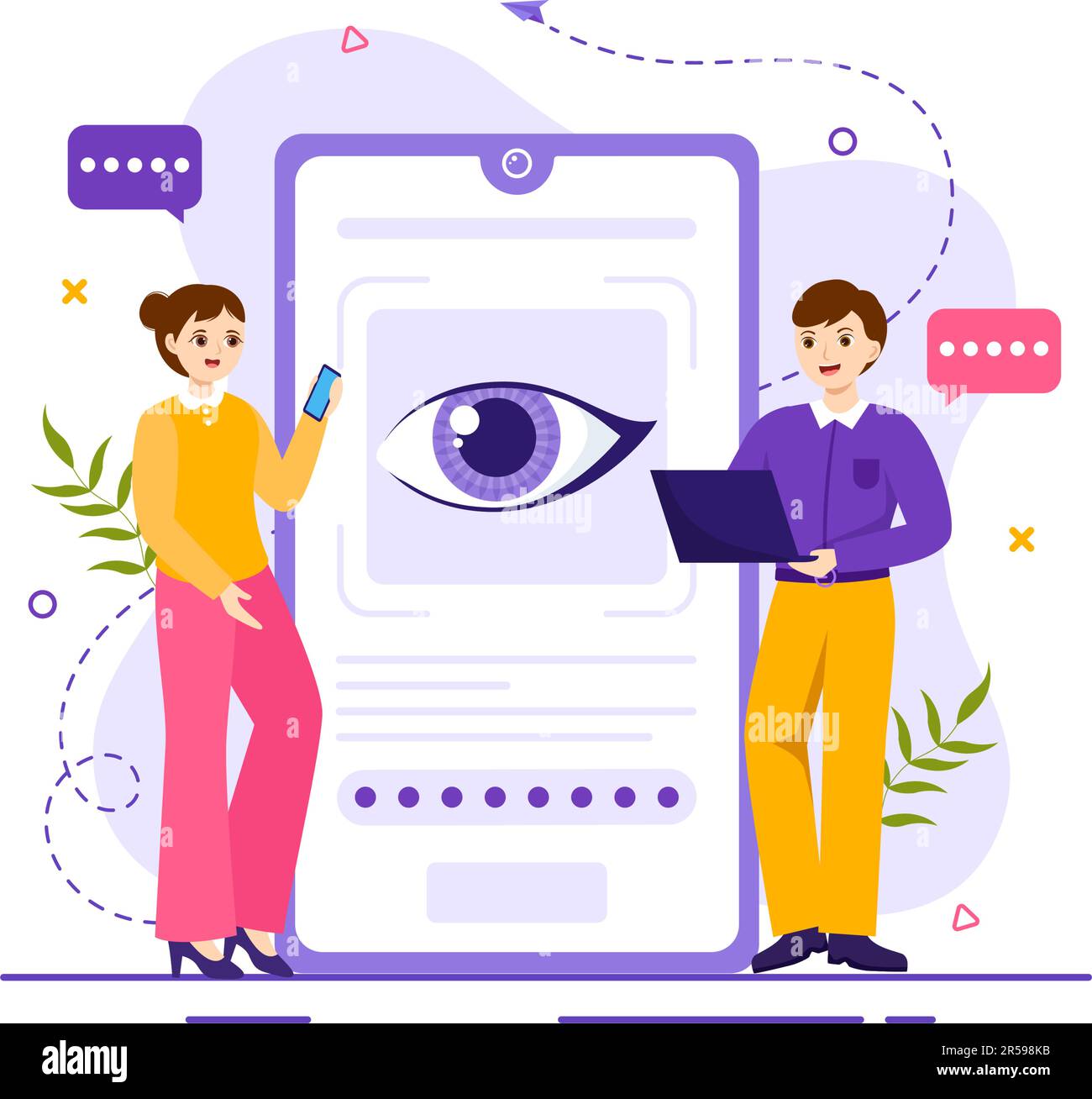 Identificazione vettore Illustrazione di carta d'identità con foto, documento e informazioni in Face ID System Flat Cartoon modelli disegnati a mano Illustrazione Vettoriale