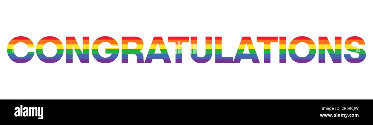 La parola Congratulazioni. Banner vettoriale con il testo arcobaleno colorato. illustrazione vettoriale eps 10 Illustrazione Vettoriale