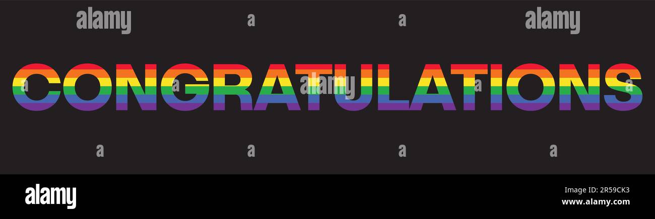 La parola Congratulazioni. Banner vettoriale con il testo arcobaleno colorato. illustrazione vettoriale eps 10 Illustrazione Vettoriale