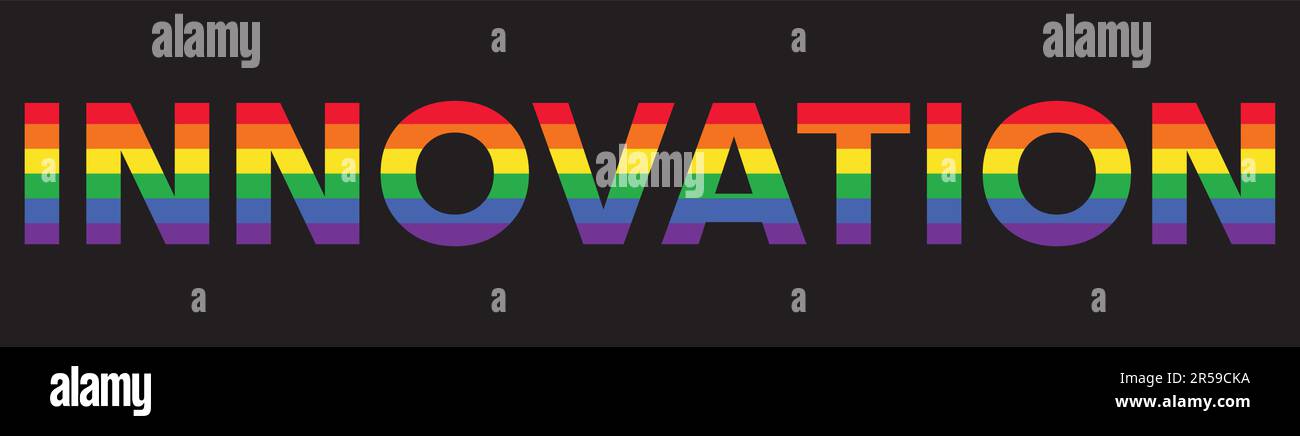 La parola innovazione. Banner vettoriale con il testo arcobaleno colorato. illustrazione vettoriale eps 10 Illustrazione Vettoriale