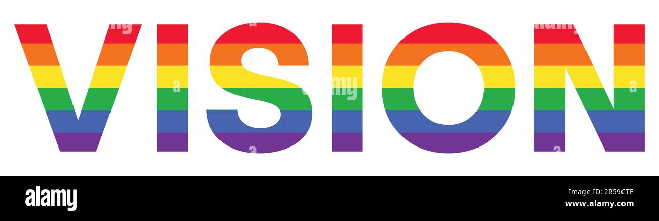 La parola visione. Banner vettoriale con il testo arcobaleno colorato. illustrazione vettoriale eps 10 Illustrazione Vettoriale