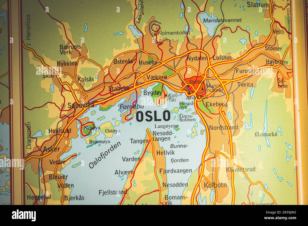 Mappa atlante di Oslo in Norvegia Foto Stock