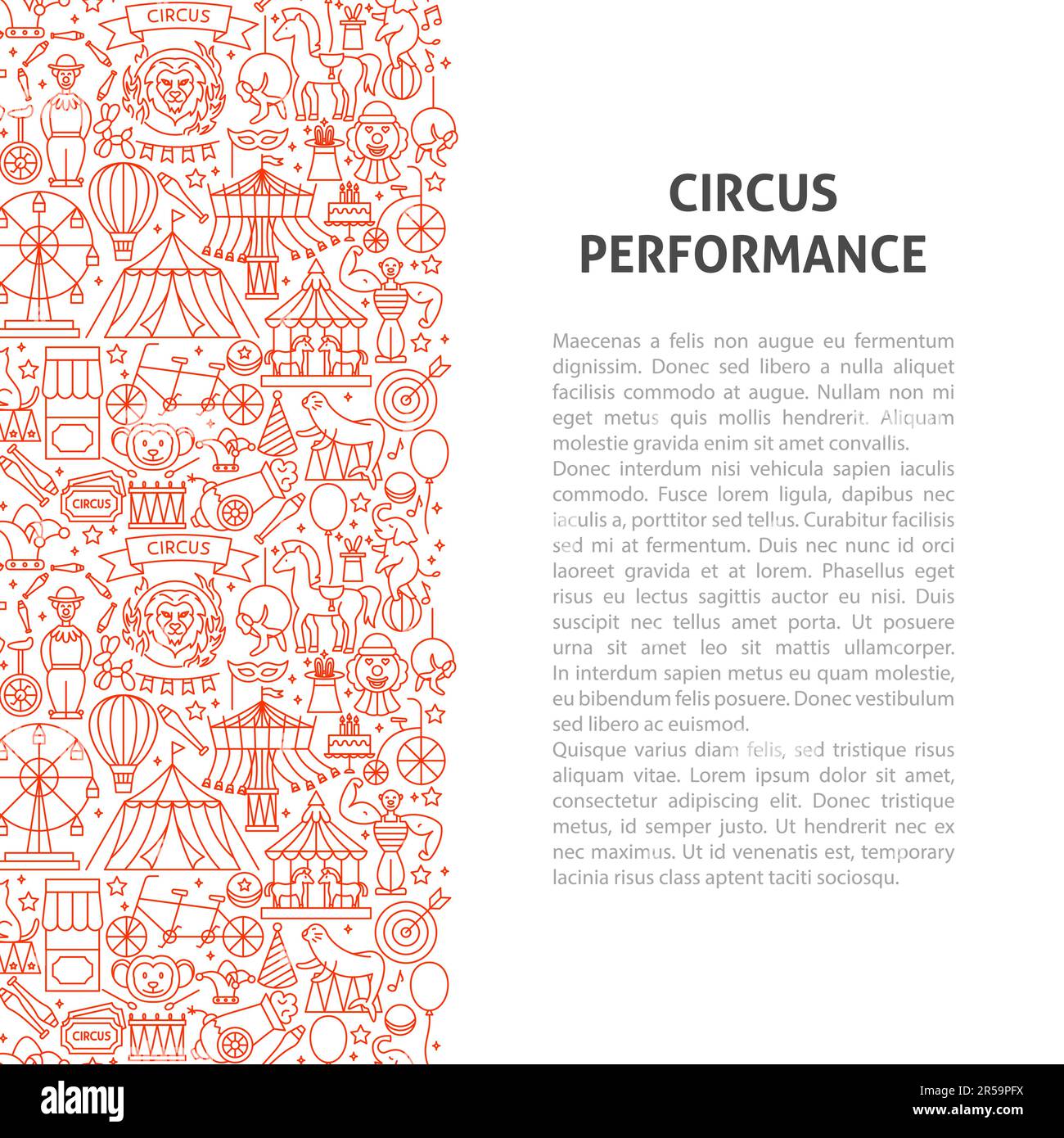 Concetto di schema di linea del Circus Illustrazione Vettoriale