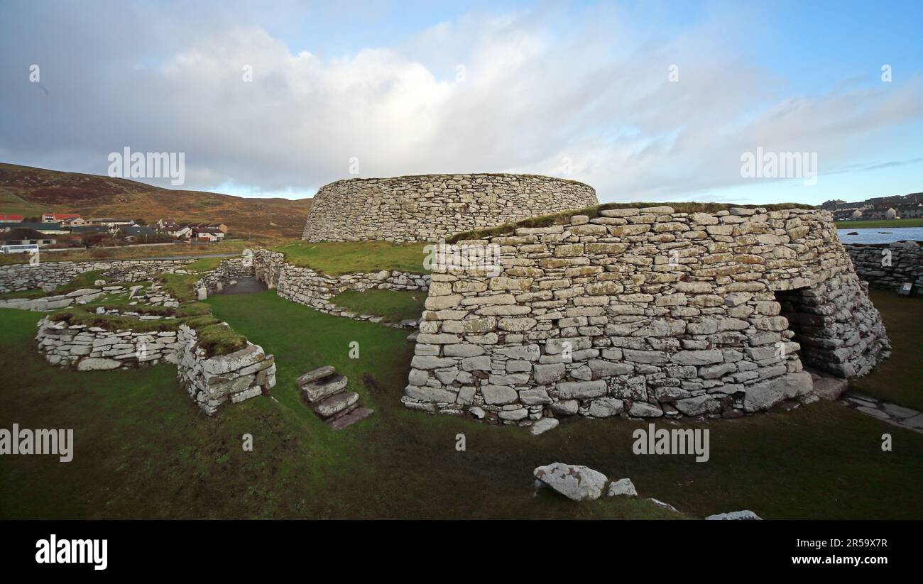 Clickimin Broch storico monumento scozzese, The Willows, 38 South Rd, Lerwick, Sound, Shetland ZE1 0° Foto Stock